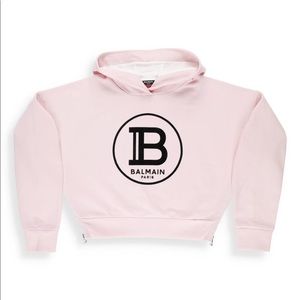 BNWT BALMAIN cropped hoodie with side zip detail